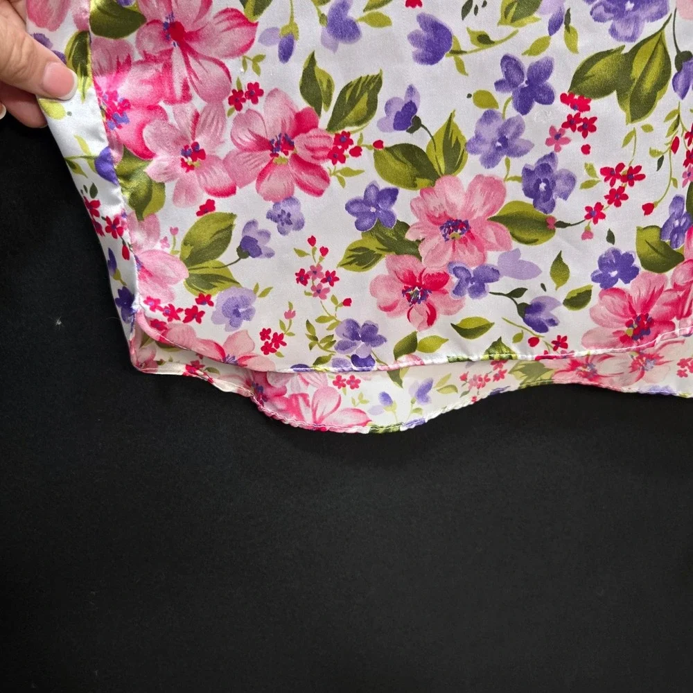 Vanity Fair Nightshirt Plus Size 2XL Floral Satin Sleepwear Cottagecore Romantic